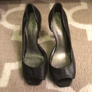 Jessica Simpson peep toe black heels